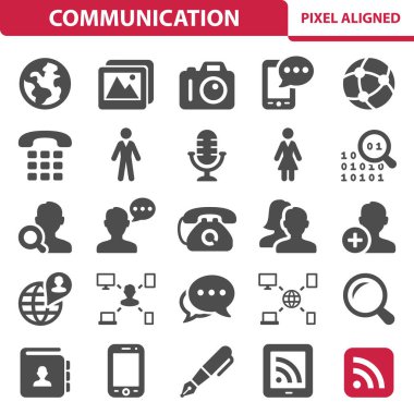 İletişim ve Sosyal Medya Simgeleri, vektör illüstrasyonu