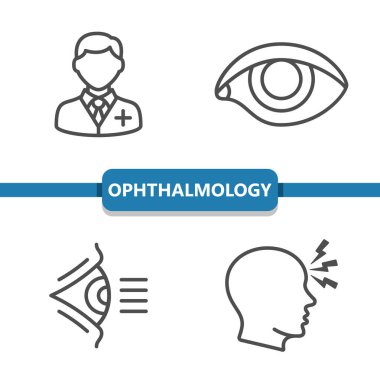 Oftalmoloji Simgeleri, vektör illüstrasyonu