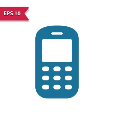 Beyaz arkaplanda mavi telefon simgesi izole edildi. vektör illüstrasyonu