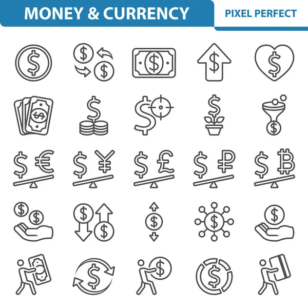 Pengar Och Valuta Ikon Vektor Illustration — Stock vektor