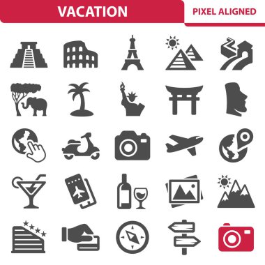 Basit Tatil Simgeleri, vektör illüstrasyonu