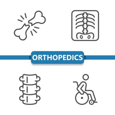 Basit Ortopedi Simgeleri, vektör illüstrasyonu
