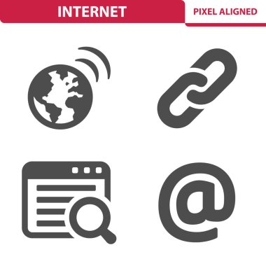 Basit İnternet Simgeleri, vektör illüstrasyonu