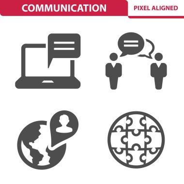 Basit İletişim Simgeleri, vektör illüstrasyonu