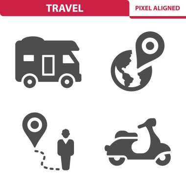Basit Seyahat Simgeleri, vektör illüstrasyonu