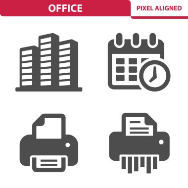 Basit Ofis Simgeleri, vektör illüstrasyonu