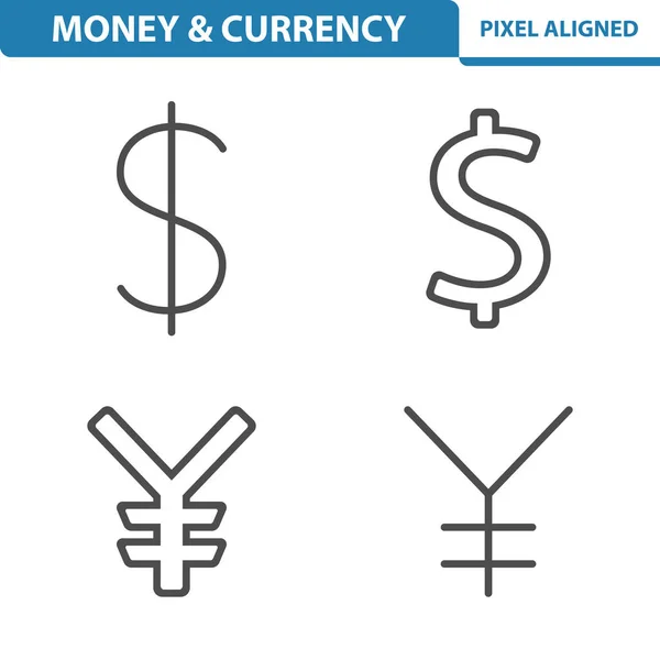 シンプルなお金のアイコンセットベクトルイラスト通貨ドル円 — ストックベクタ