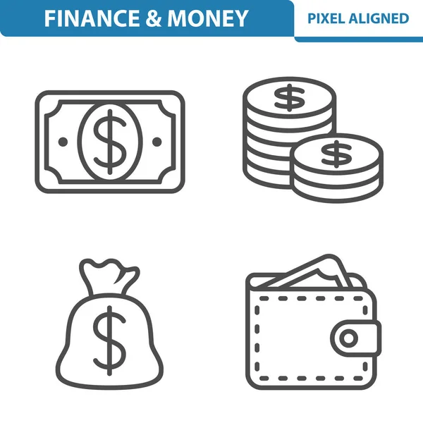 Enkla Pengar Finans Ikoner Som Vektor Illustration — Stock vektor
