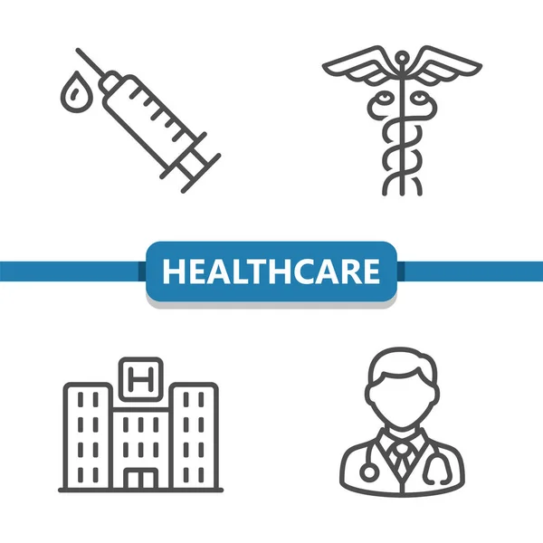 Ícones Cuidados Saúde Simples Ilustração Vetorial — Vetor de Stock