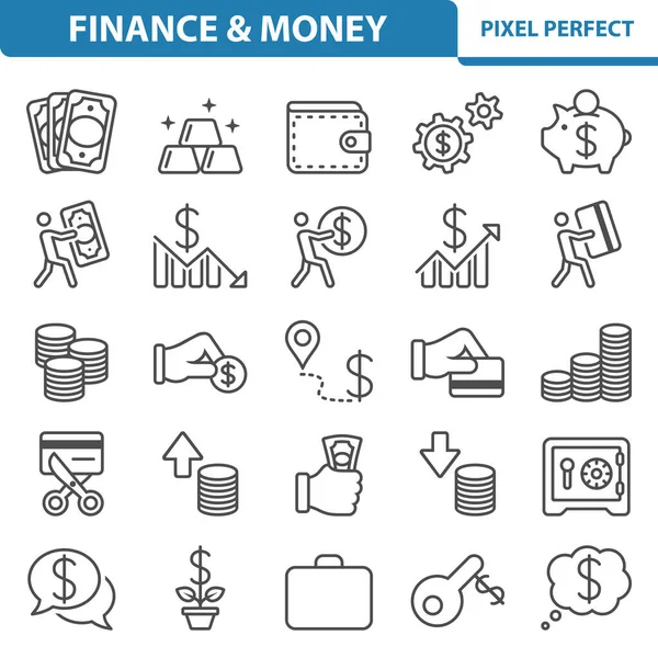 単純なお金の金融アイコンセットベクトル図 — ストックベクタ