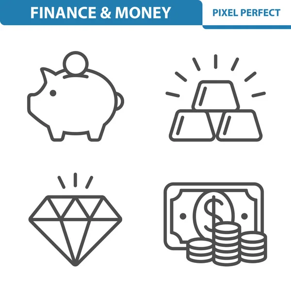 単純なお金の金融アイコンセットベクトル図 — ストックベクタ