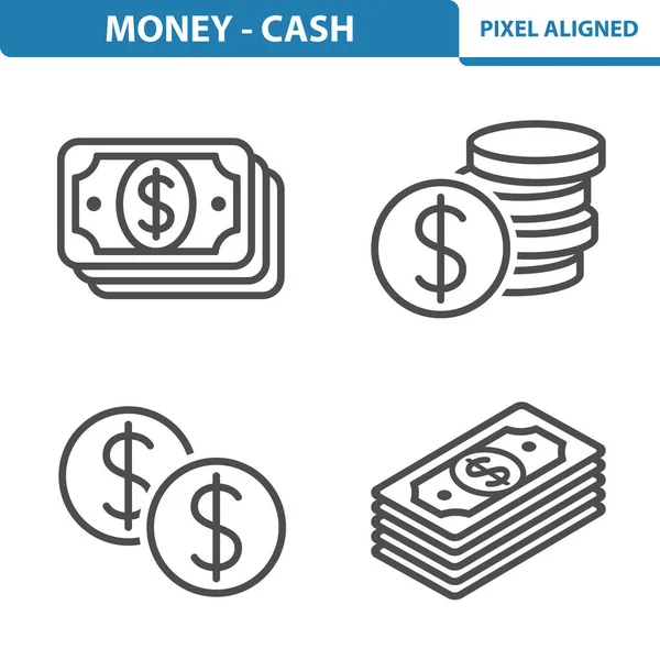 Enkla Pengar Ikoner Som Vektor Illustration — Stock vektor