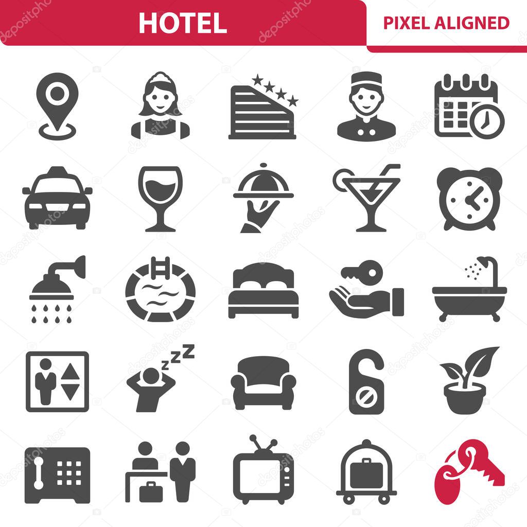 simple Hotel Icons, vector illustration