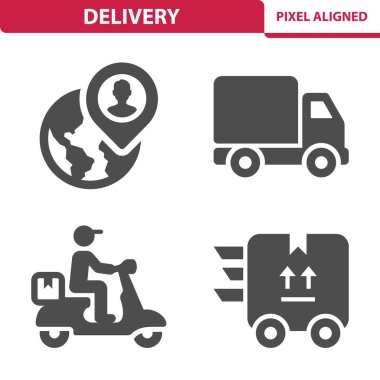 Basit dağıtım simgeleri, vektör illüstrasyonu