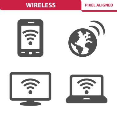 Basit Kablosuz Simgeler, vektör illüstrasyonu