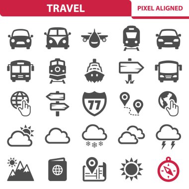 Basit Seyahat Simgeleri, vektör illüstrasyonu