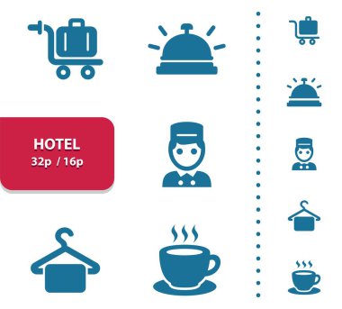 Otel Simgeleri (önizleme için 4x büyütme). - EPS 10 Vektör Simgesi