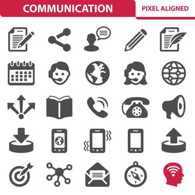 İletişim & Sosyal Ortam Simgeleri - EPS 10 Vektör Simgesi