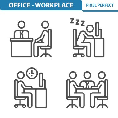 Ofis, İş Yeri, İş Simgeleri - EPS 10 Vektör Simgesi