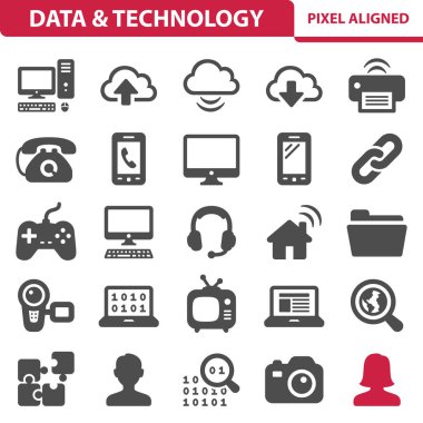 Veri, Teknoloji Simgeleri - EPS 10 Vektör Simgesi Ayarları