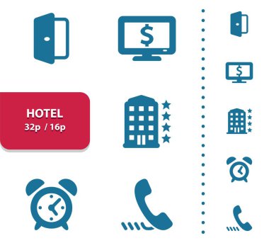 Otel Simgeleri - EPS 10 Vektör Simgesi