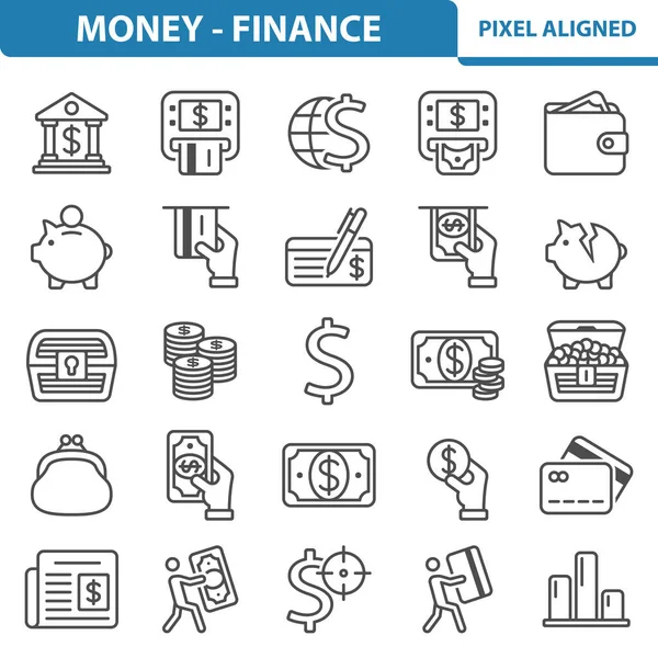 Pieniądze Ikony Finansowania Eps Vector Icon Set — Wektor stockowy