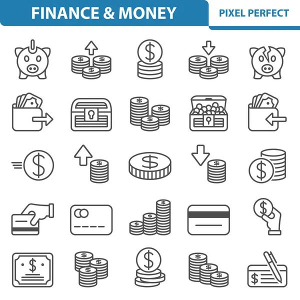 Finance Money Cash Shopping Wealth Icons — Stock vektor