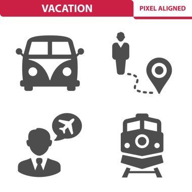 Tatil Simgeleri. Seyahat, Turizm Simgesi Ayarlandı