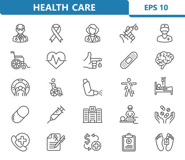 Health Care Icons. Healthcare, Medical, Hospital Icon Set