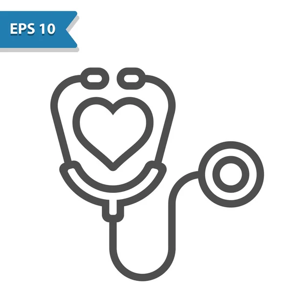 Ikona Opieki Zdrowotnej Stetoskop Kardiologia Serce — Wektor stockowy
