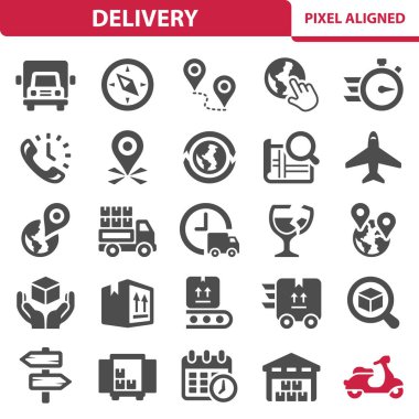 Delivery Icons. Shipping, Transportation, Logistics Vector Icon Set