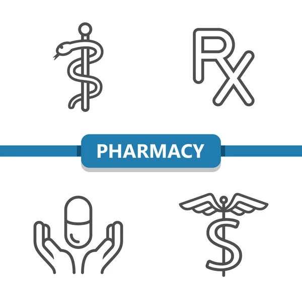 Ícones Farmácia Médico Cuidados Saúde — Vetor de Stock
