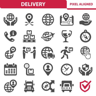 Delivery Icons. Shipping, Transportation, Logistics Vector Icon Set