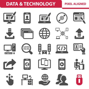 Data, Technology Icons. Electronics Vector Icon Set