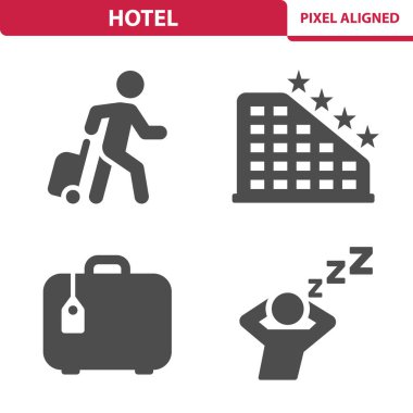 Otel Simgeleri - EPS 10 vektör simgesi seti