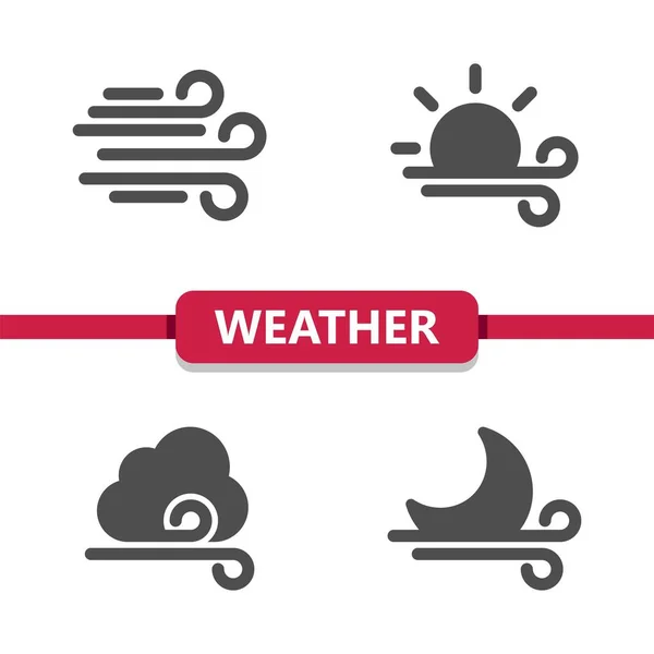 Weather Icons Wind Windy Sun Cloud Moon Day Night Eps — 스톡 벡터