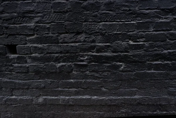 Zwarte Bakstenen Muur Voor Achtergrond Textuur — Stockfoto