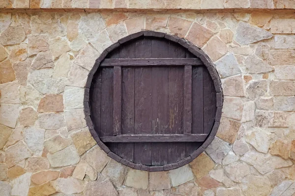 Closed Wooden Window Shape Barrel — Stock Photo, Image