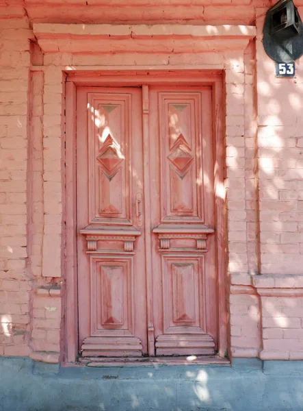 Porta Legno Intemperie Una Casa Epoca Nel Centro Storico — Foto Stock