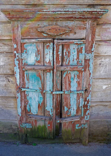 Weathered Wooden Door Vintage Home Old Town — Stock Photo, Image