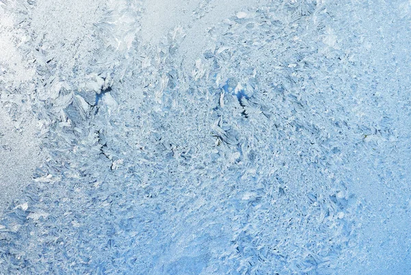 Textura Gelo Geada Vidro Janela Inverno — Fotografia de Stock