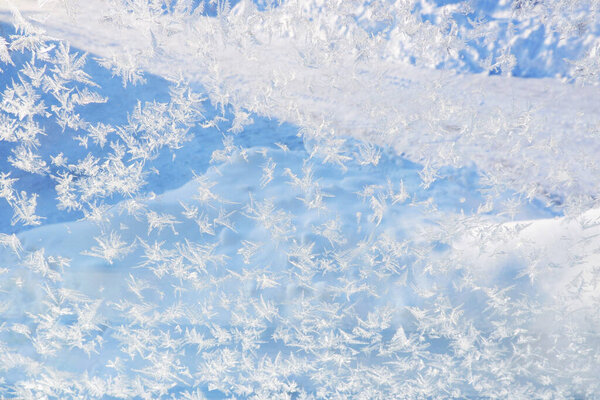 on winter window glass 