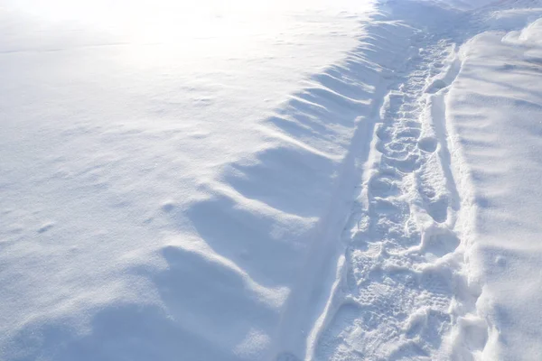 Egy Ösvény Hóban Egy Mély Hóviharban — Stock Fotó