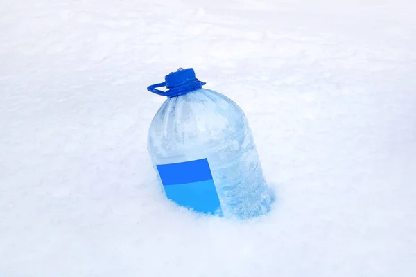 Plastic Canister Car Windows Lies Snow Glass Washing Liquid — Stock Photo, Image