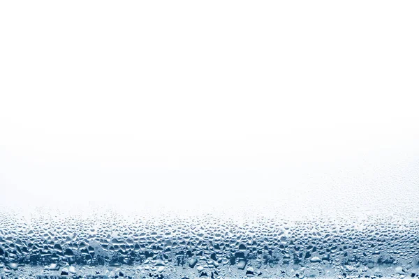 Blue Dew Drops Glass White Background — Stockfoto