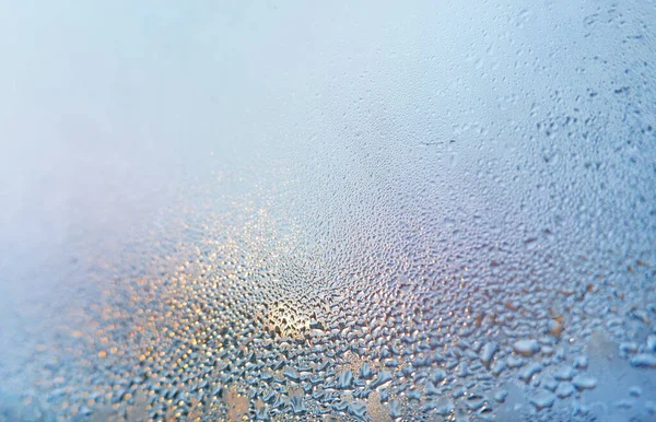 Natuurlijke Waterdruppels Glas Vensterglas Met Condensatie Sterke Hoge Luchtvochtigheid Grote — Stockfoto