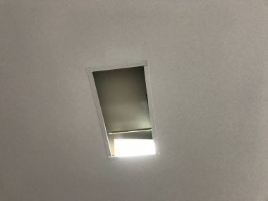 Ceiling opening for a led ceiling light close-up view of