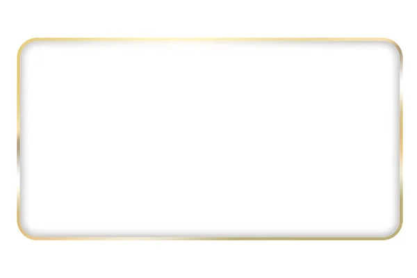 Golden Blank Empty Frame Button White Background — Stock Fotó