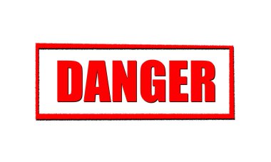 Beyaz arkaplanda kırmızı tehlike işareti etiketi