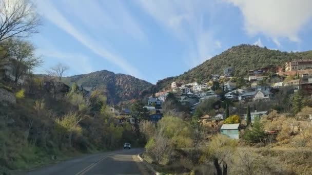 Rijden Naar Jerome Arizona Historic Copper Mining Ghost Town — Stockvideo